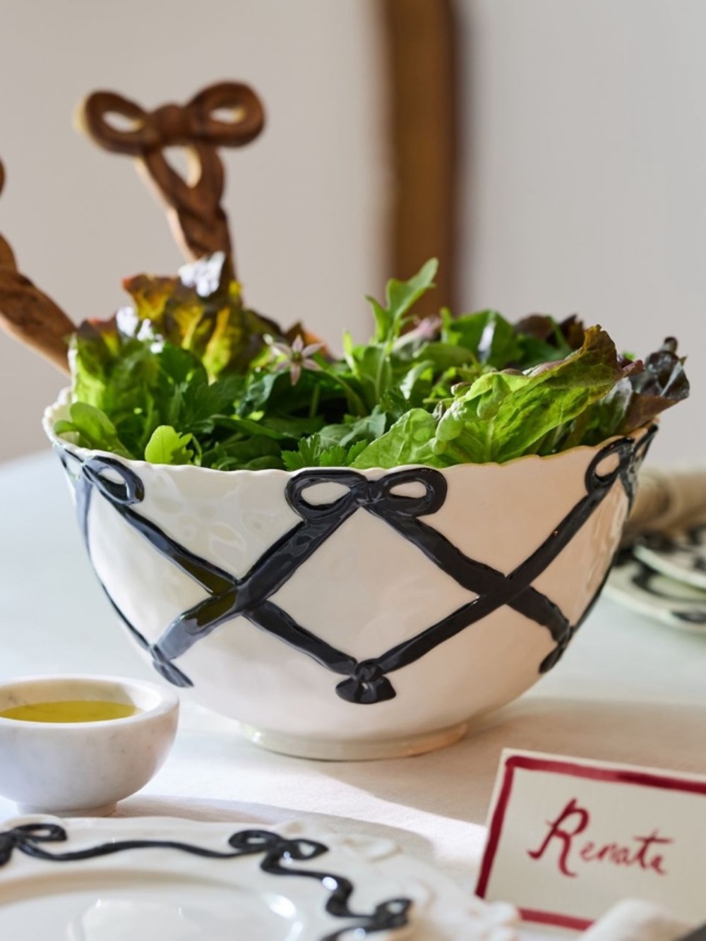 Anthropologie Benedita Bow Ceramic Stoneware Serving Bowl